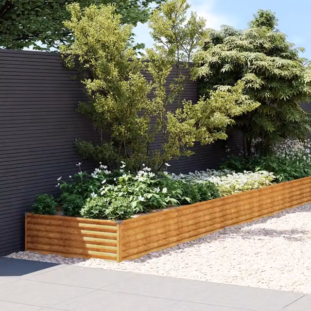 Fioriera Rialzata da Giardino-Vaso da Esterno-Fioriera Elevata 579x100x36 cm in Acciaio Corten