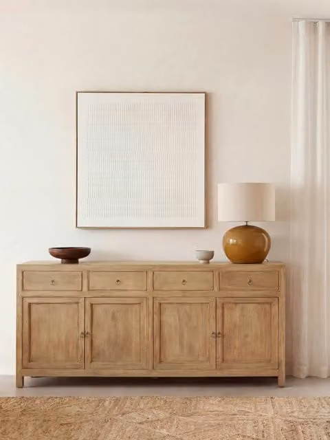 Credenza in legno di mango e metallo stile rustico Kenay Home, colore marrone e oro