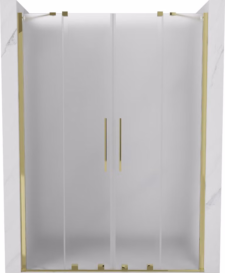 Mexen Velar Duo porte doccia scorrevoli 140 cm, ghiaccio, oro - 871-140-000-32-50