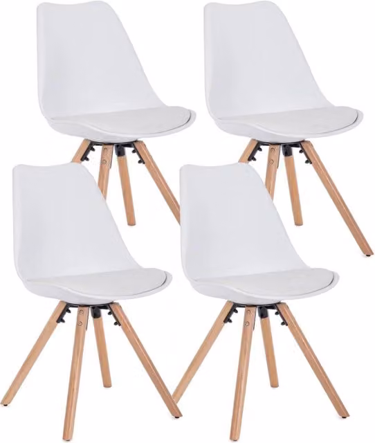 Set 4 Sedie 54x49x83,5 cm in Similpelle Bianco