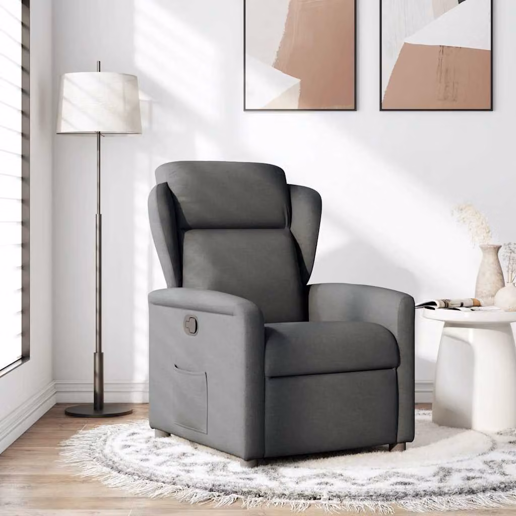 vidaXL Poltrona Reclinabile in Tessuto Grigio Scuro