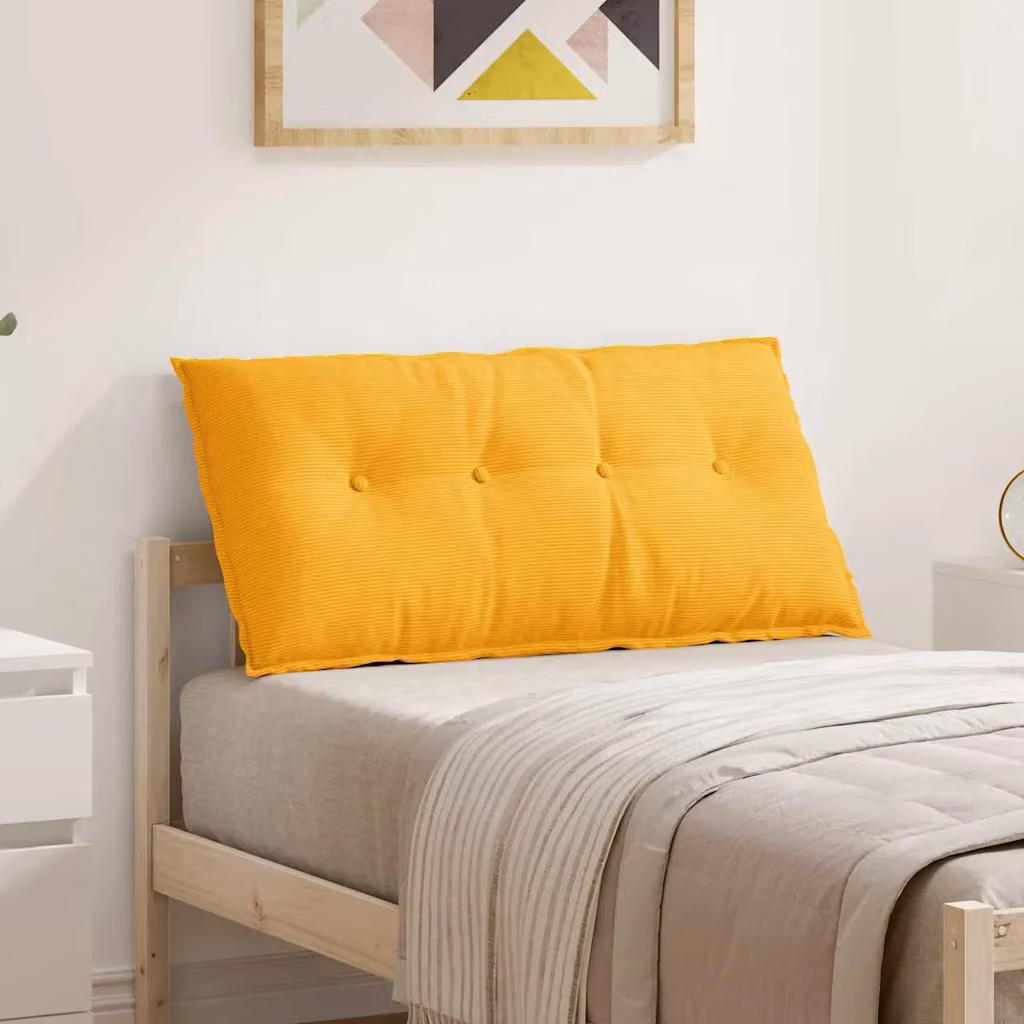 vidaXL Cuscino per Schiena Giallo con Rivestimento in Velluto a Costine Rimovibile L: 100 cm, P: 50 cm