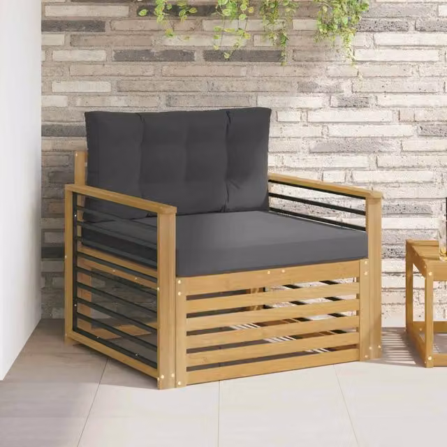 Divano da esterno moderno vidaXL in legno di acacia con cuscini inclusi – 1