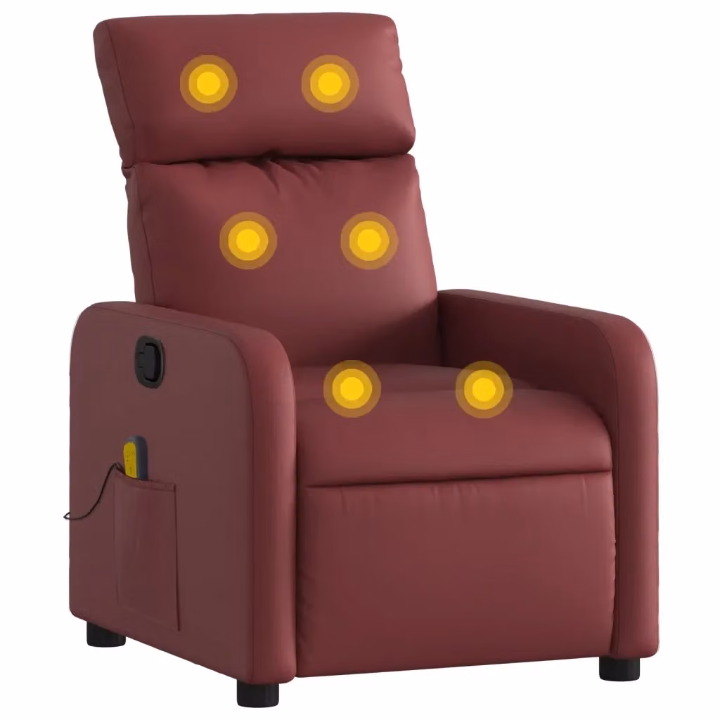 Poltrona Relax Reclinabile vidaXL in Similpelle Rossa con Braccioli e Regolazione Manuale – 2