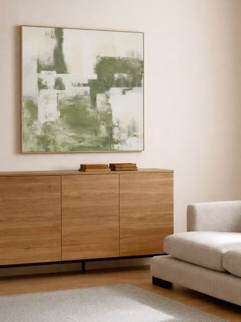 Quadro astratto moderno Suit Kenay Home, verde e bianco, L: 120 cm, H: 120 cm – 1