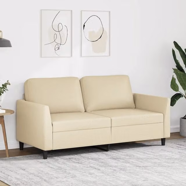 Divano a 2 posti moderno vidaXL in similpelle beige con struttura in metallo