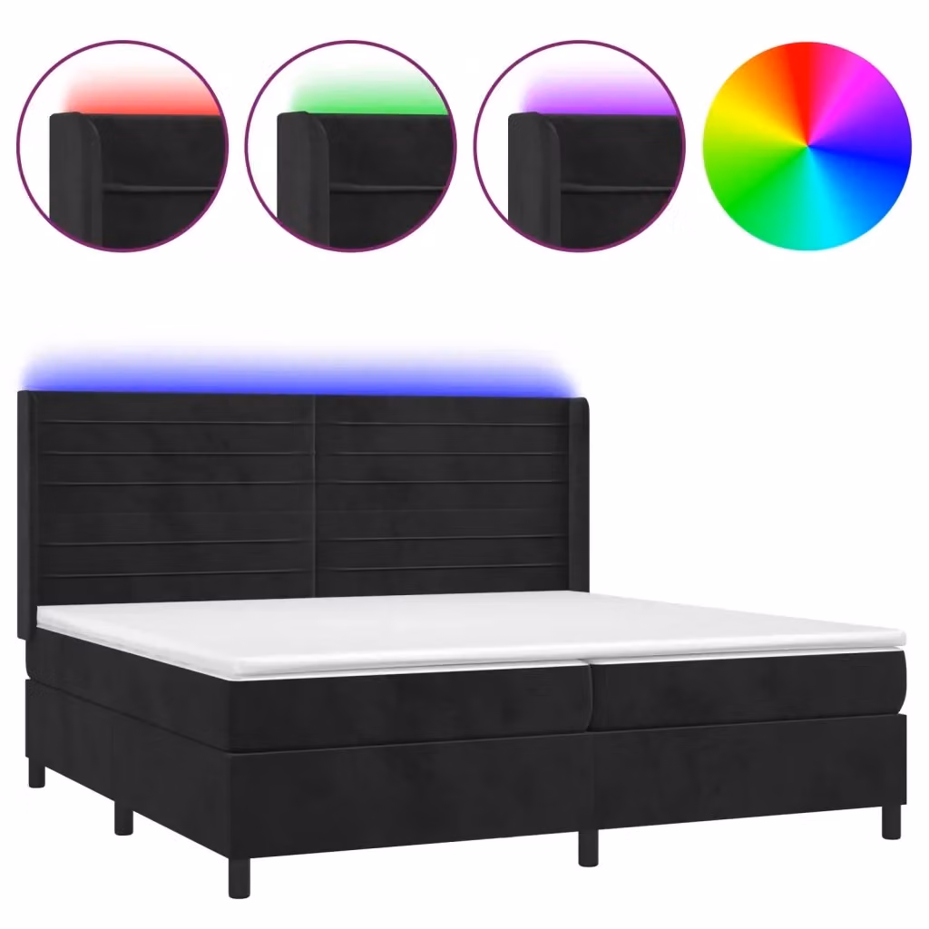 Letto Ibrido vidaXL in Velluto con Illuminazione LED e Porte USB, L/P: 200 x 200 cm – 2