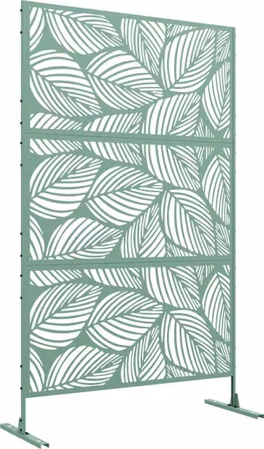 Outsunny Pannello brise vue decorativo paravento per esterni verde a motivo vegetale in metallo - 122 x 45 x 198 cm, verde