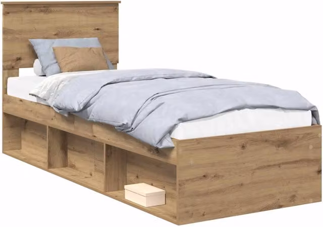 Letto singolo | Letto per adulti | Struttura del letto con testiera Rovere Artigianale 75 x 190 cm
