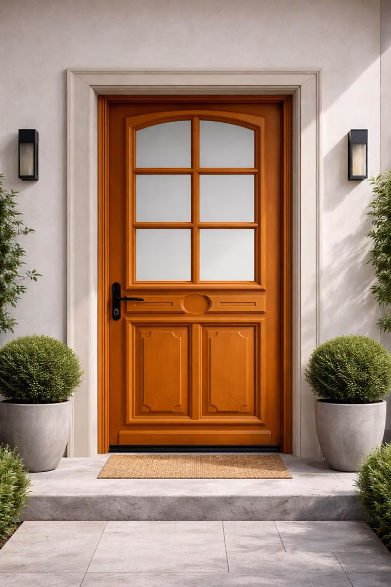 Porta d'ingresso in legno con vetro Marine, H.215xL.80 cm, lato pannello dritto, GD MENUISERIES