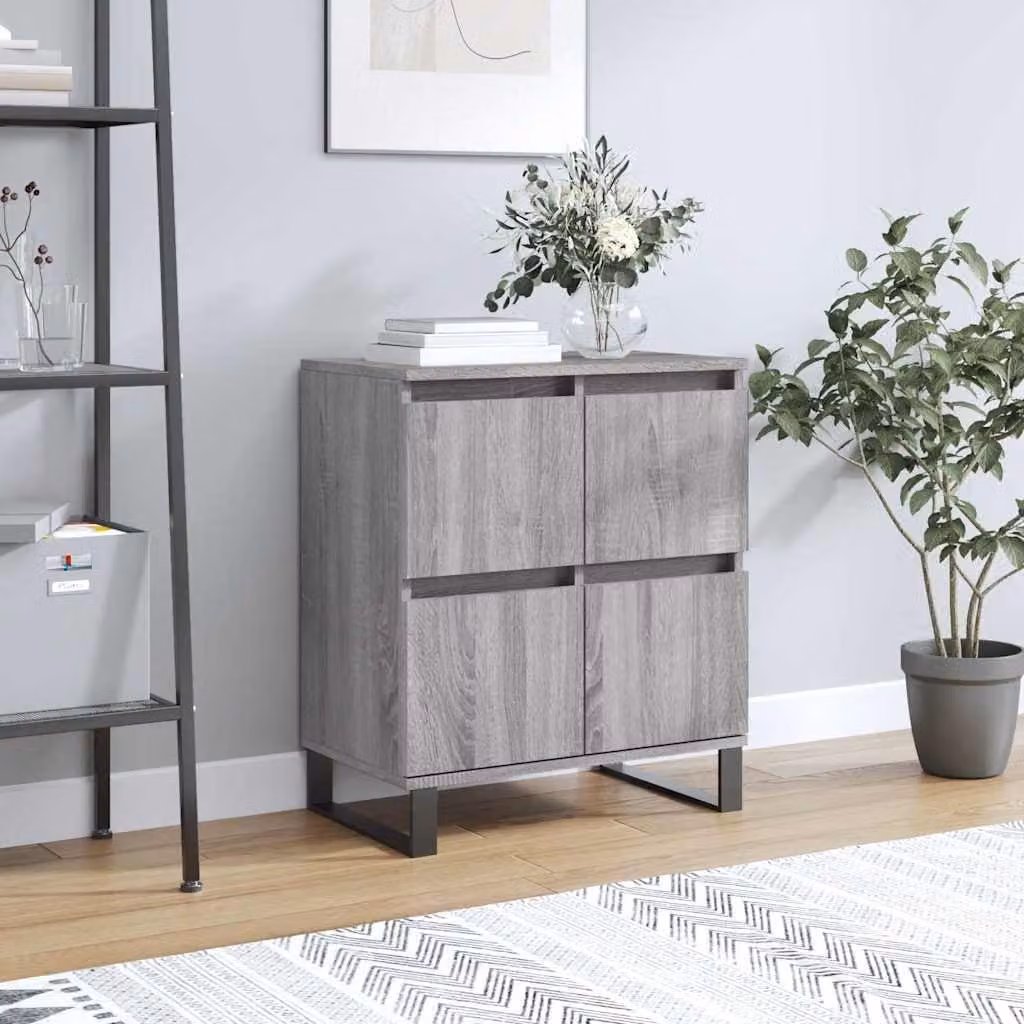 Credenza moderna vidaXL in legno multistrato e metallo, Grigio Sonoma, L: 60 cm, P: 35 cm, H: 70 cm