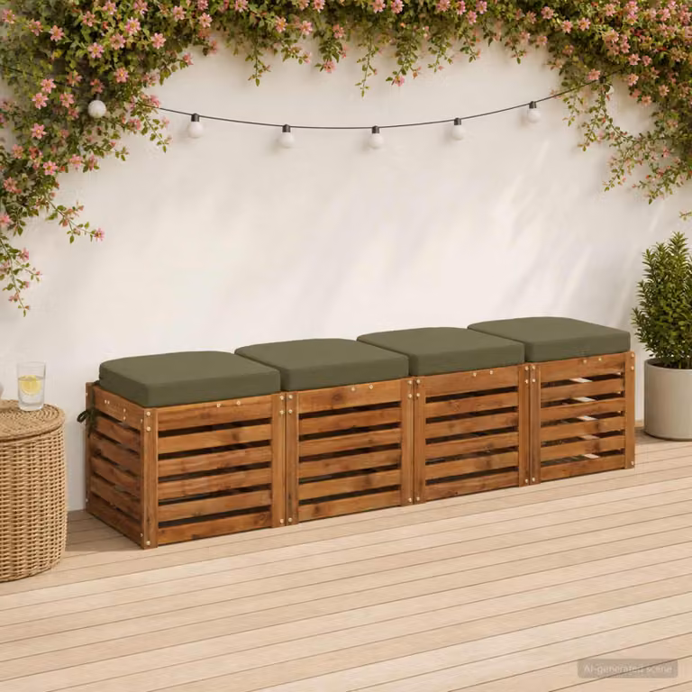 Set di 4 cuscini per sedile vidaXL SOEST in poliestere, colore verde, design moderno rettangolare con rivestimento rimovibile e lavabile