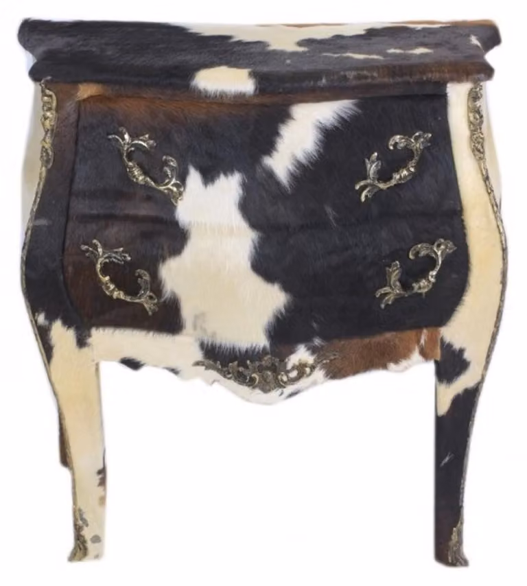 Comò Casa Padrino Barock, in pelle bovina, nero/bianco, 100 cm - Mobile in elegante stile antico
