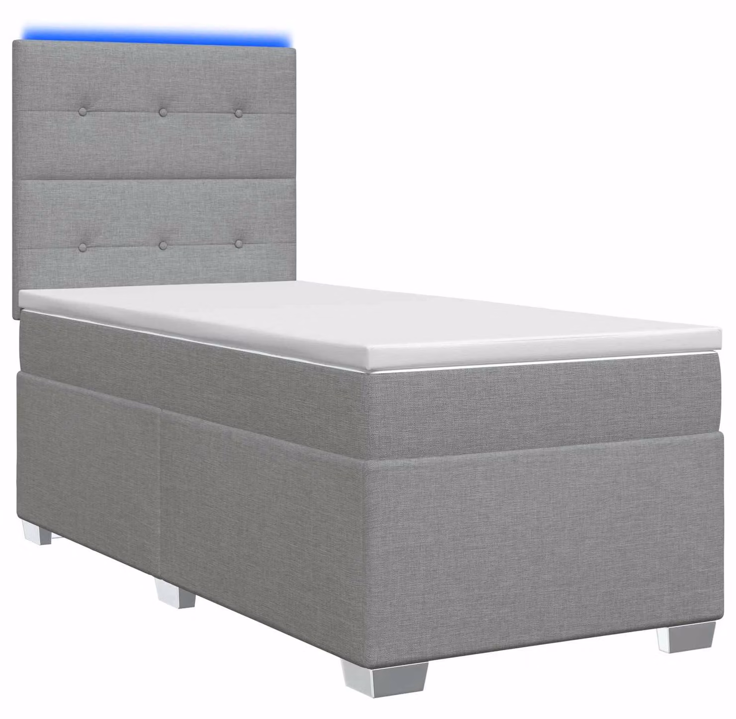 Letto a molle con materasso grigio chiaro 90 x 190 cm in tessuto