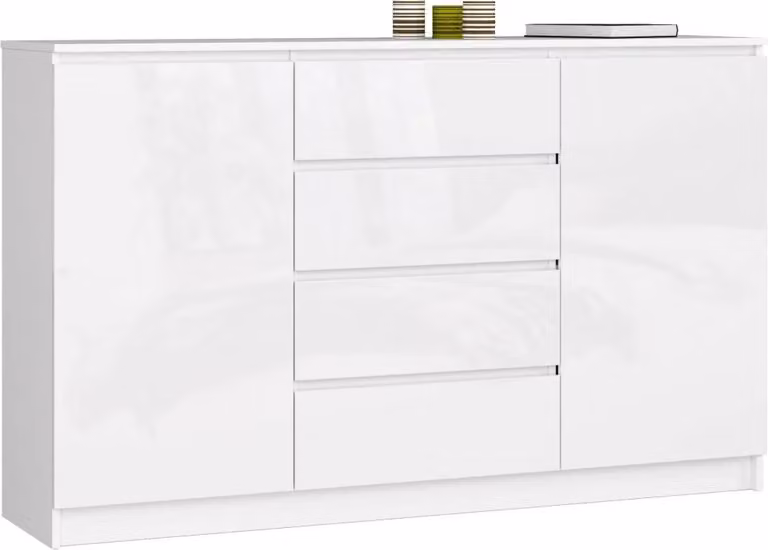 Cassettiera ampia combinata SAVRILA - bianco / bianco lucido