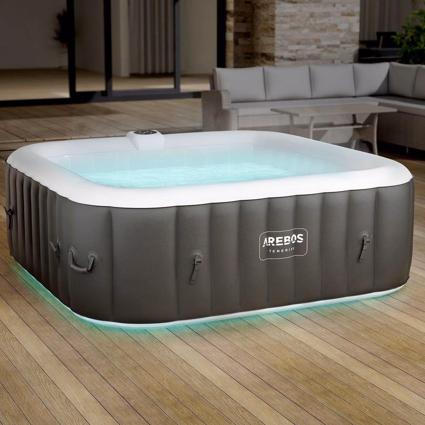 AREBOS Idromassaggio In-Outdoor Piscina Benessere Massaggio Gonfiabile con LED