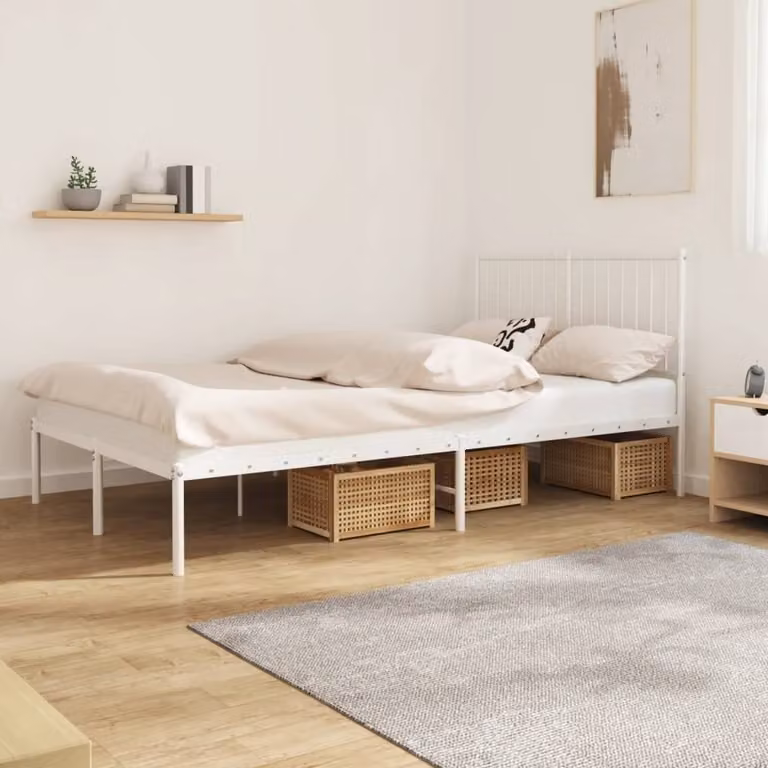 The Living Store Struttura letto con testiera in metallo bianco 120x200 cm