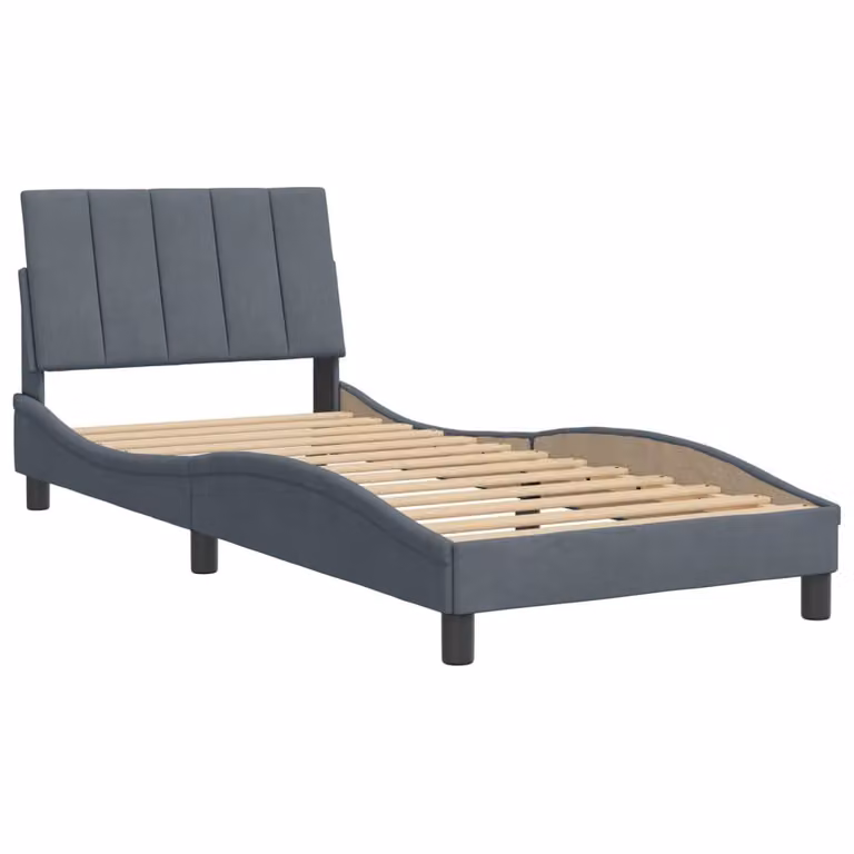 Giroletto senza Materasso Hanko Grigio Scuro 80x200 cm Velluto