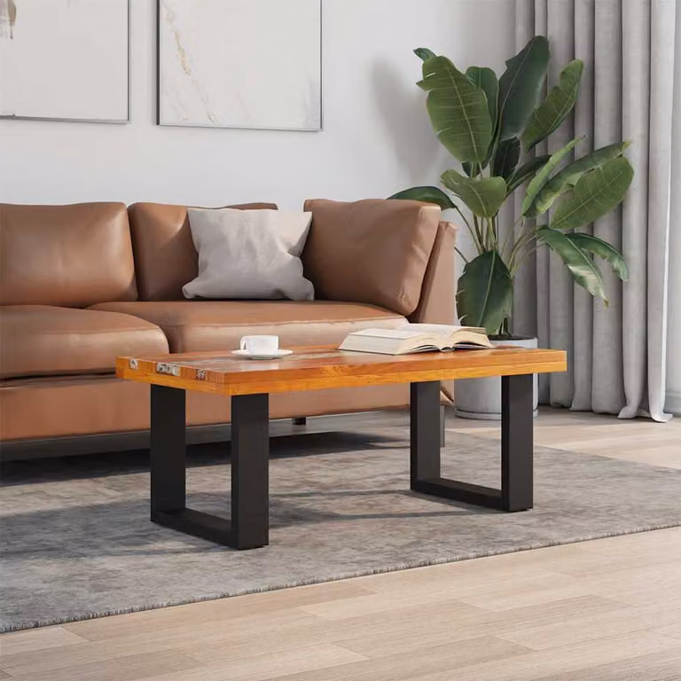 Maison Exclusive - Tavolino in teak e resina 100x50 cm