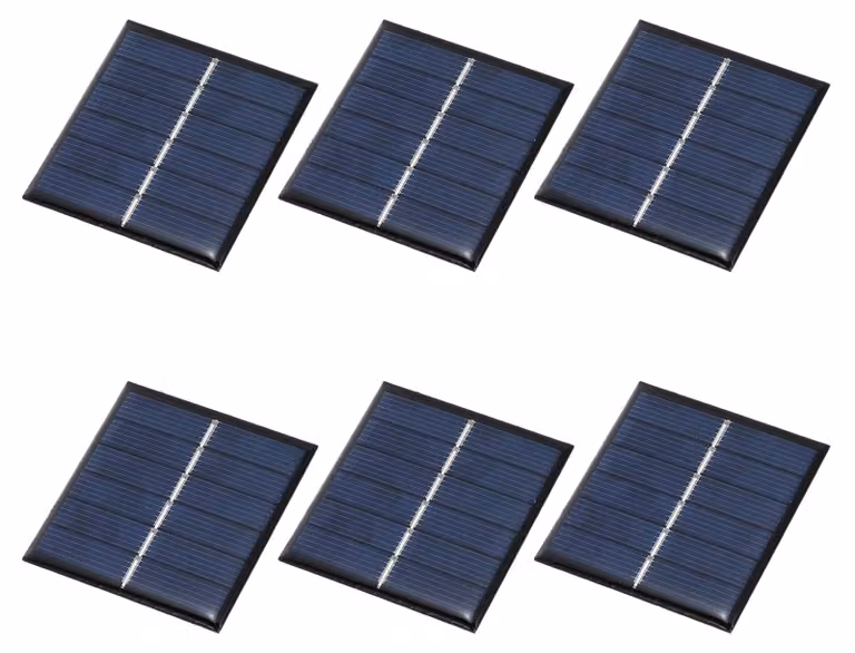6 mini pannelli solari, 3 V, 0,33 W, 110 mA, policristallini
