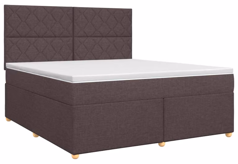 Letto a molle con materasso marrone scuro 180 x 200 cm in tessuto