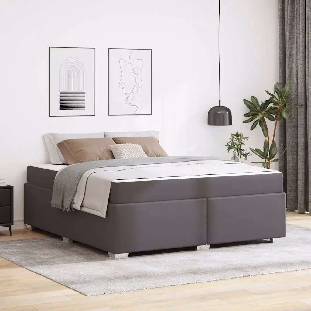Struttura letto moderna vidaXL in similpelle grigia L/P: 180 x 200 cm, H: 201.5 cm