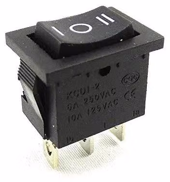 Interruttore a levetta on/off, 3 poli, 6A, 250V~, 19,5x12,5mm, nero, confezione da 2