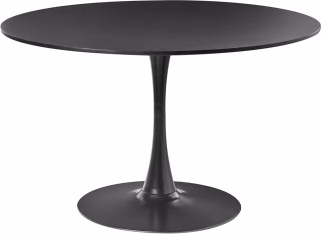 Tavolo da pranzo rotondo BELIANI nero con piano in MDF laminato e base in metallo, ideale per 4 persone, diametro: 120 cm, altezza: 74 cm – 1