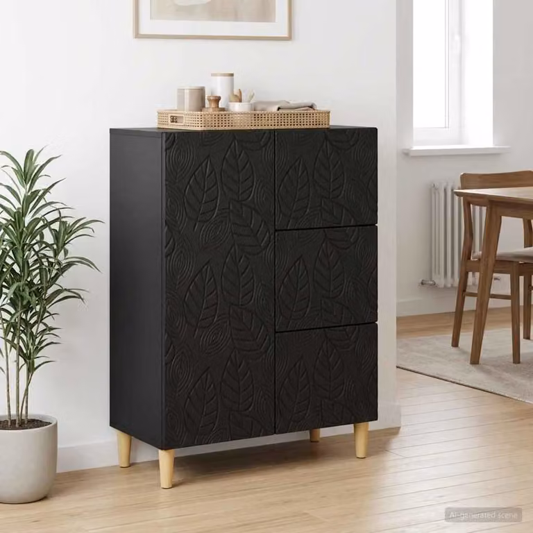 Credenza moderna vidaXL in legno ingegnerizzato nero L: 66 cm, P: 34,5 cm, H: 90 cm