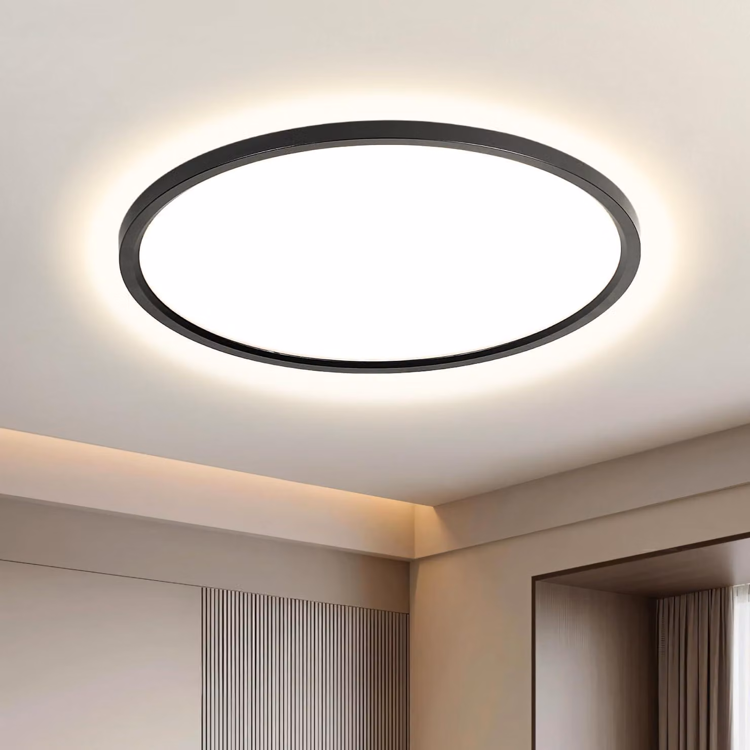 Pannello luminoso a LED, diametro 40 cm, temperatura di colore 4000K, flusso luminoso 4000 lumen, colore nero