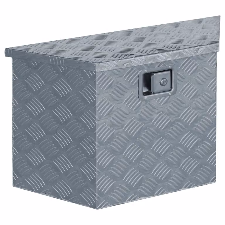 The Living Store Cassa in alluminio 70×24×42 cm trapezoidale argento