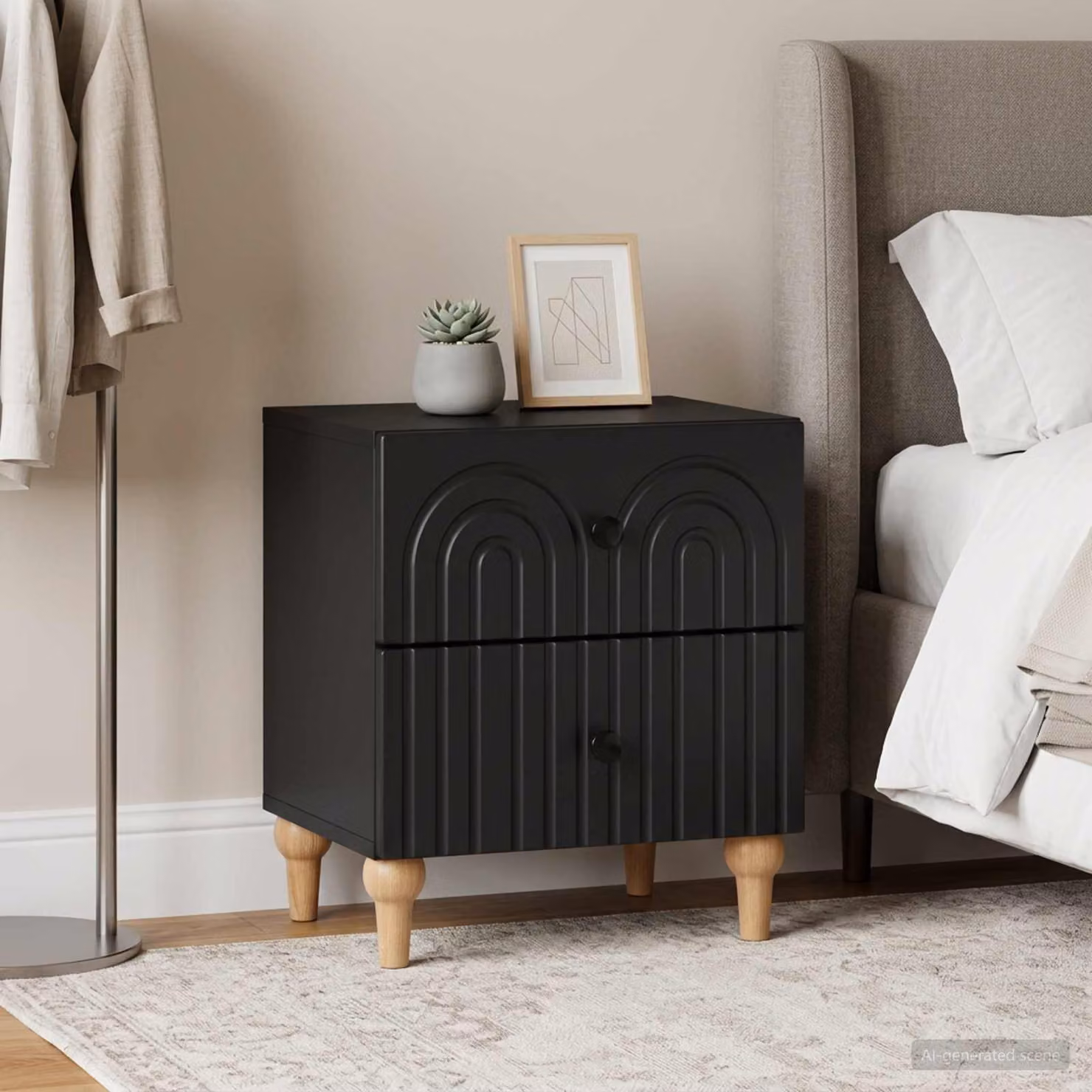 Set di 2 Armadi da Notte vidaXL Moderni in Nero Opaco L/P/H: 43 x 34,5 x 48 cm