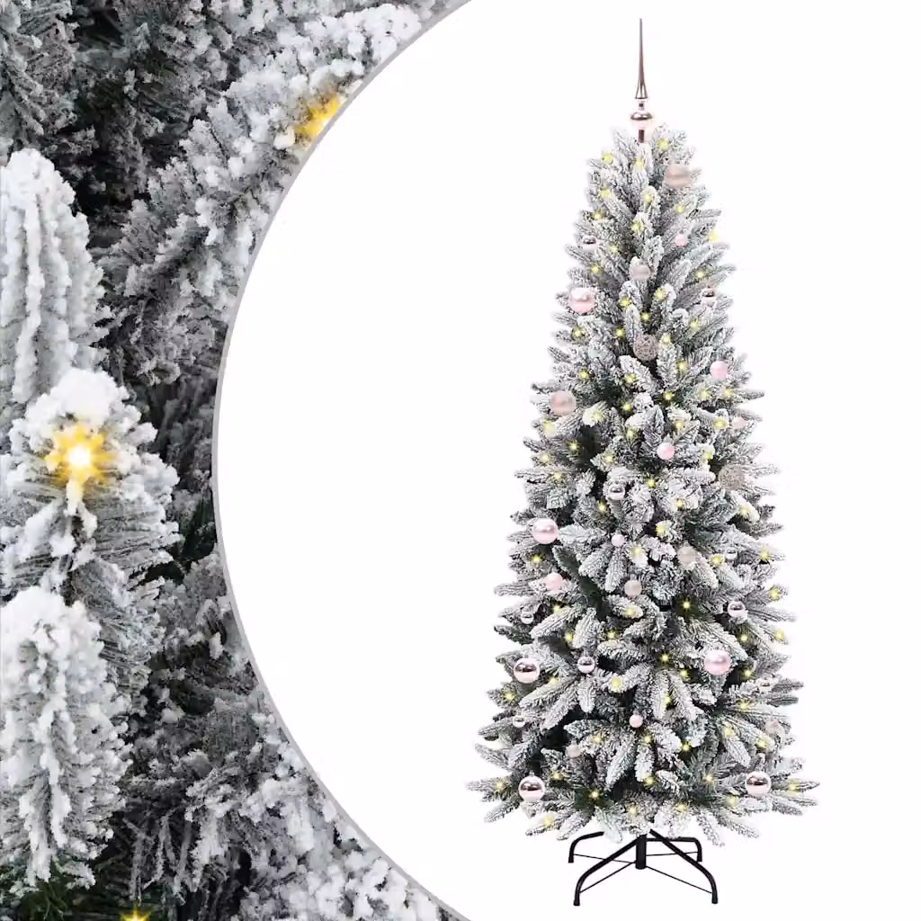 Albero di Natale artificiale moderno vidaXL bianco con luci LED bianco caldo