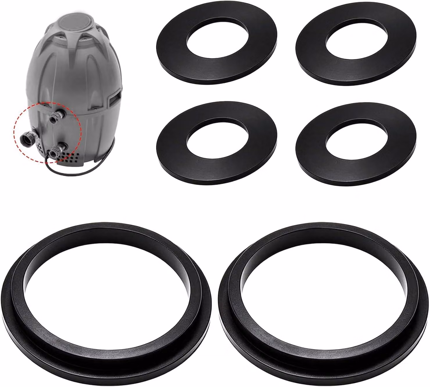 Set di 6 guarnizioni in gomma per pompa Lay-Z-Spa, modelli A+B/C, in silicone, ricambi per idromassaggio