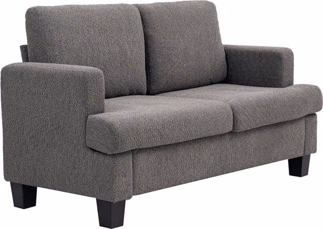 Divano 2 posti HOMCOM in ciniglia con cuscini sfoderabili, Grigio scuro, L: 133 cm, P: 70 cm, H: 80 cm – 1