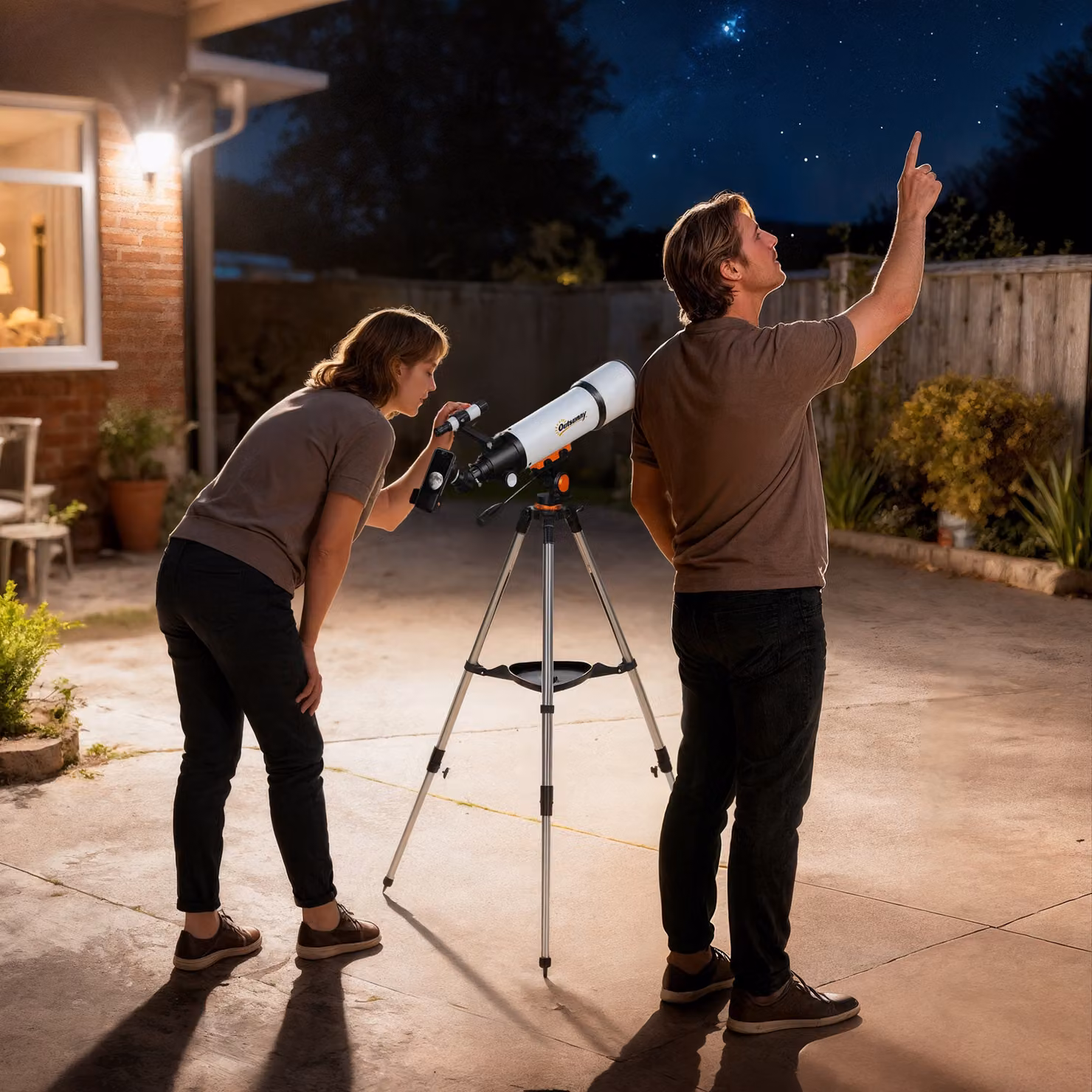 Telescopio Astronomico Outsunny 80mm con Montatura EQ, 2 Lenti Oculari e Adattatore Smartphone, Bianco e Nero, H x L x P: 130 x 92 x 92 cm – 2