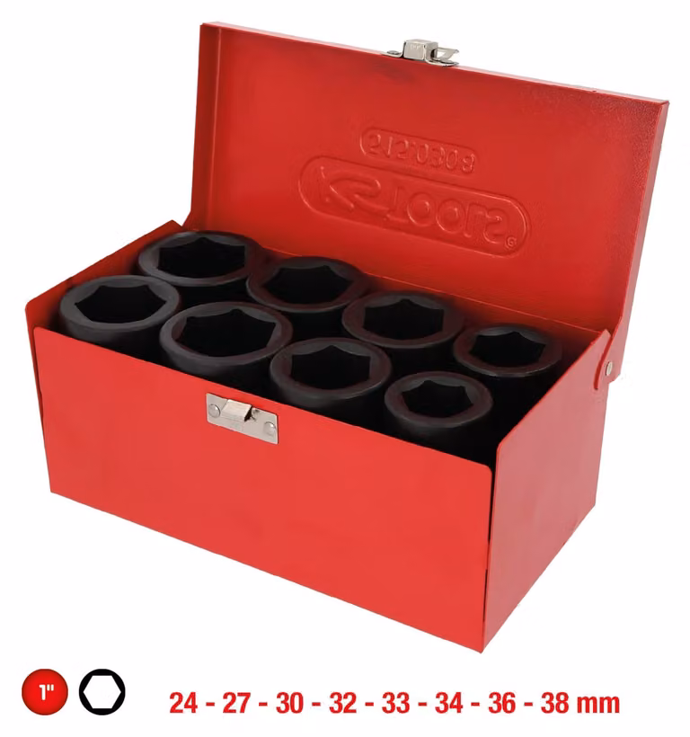 KS TOOLS Set di bussole esagonali da 1" lunghe 8 pezzi - 515.0308