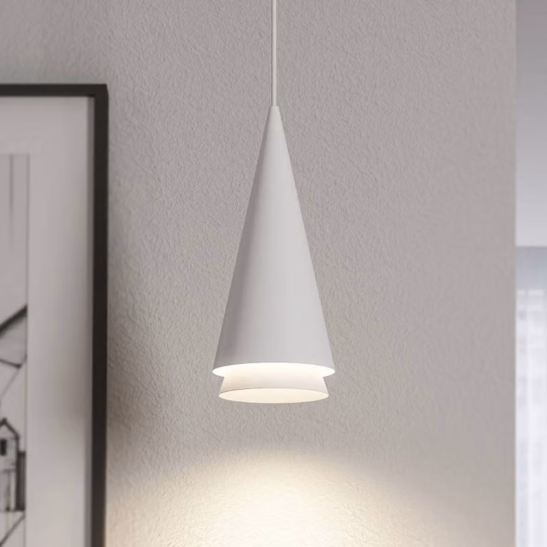 Lampada a sospensione Naoh Lucande, dimmerabile, Bianco / Opale, Soggiorno / Sala da pranzo, Metallo, Moderno, Lampada a sospensione