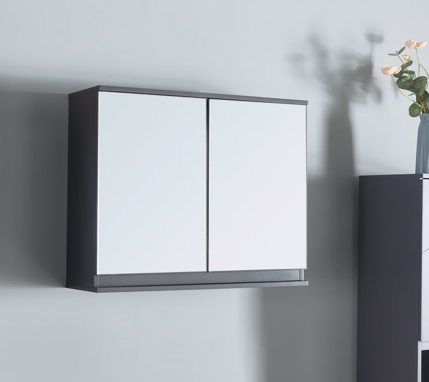 Specchiera 'Overath' Mobile da bagno a 2 ante 60 x 20 x 50 cm Grigio