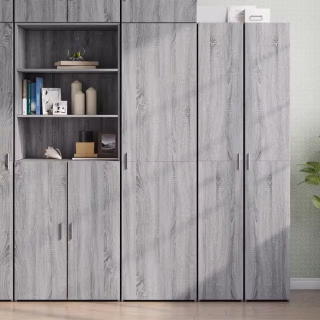 Credenza moderna vidaXL in legno MDF grigio opaco L: 50 cm, P: 42,5 cm, H: 185 cm