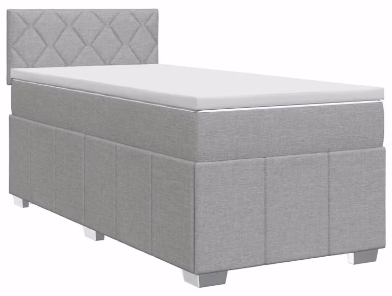 Letto a molle con materasso grigio chiaro 90 x 200 cm in tessuto