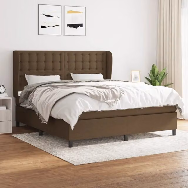 Letto Ibrido vidaXL con Giroletto a Molle e Materasso Marrone e Bianco L/P/H: 180 x 200 x 4 cm