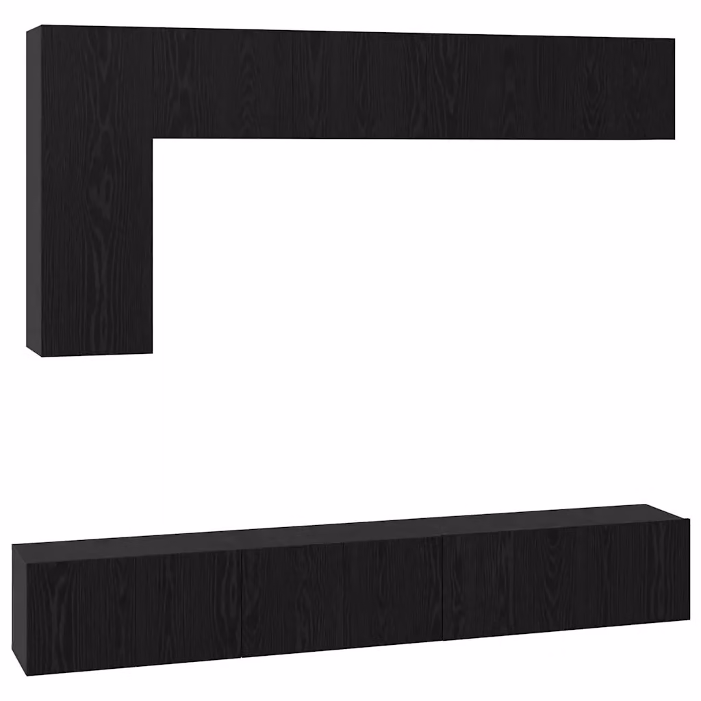 Set mobile TV moderno vidaXL in 6 pezzi, Rovere e Nero, in legno MDF per soggiorno – 2