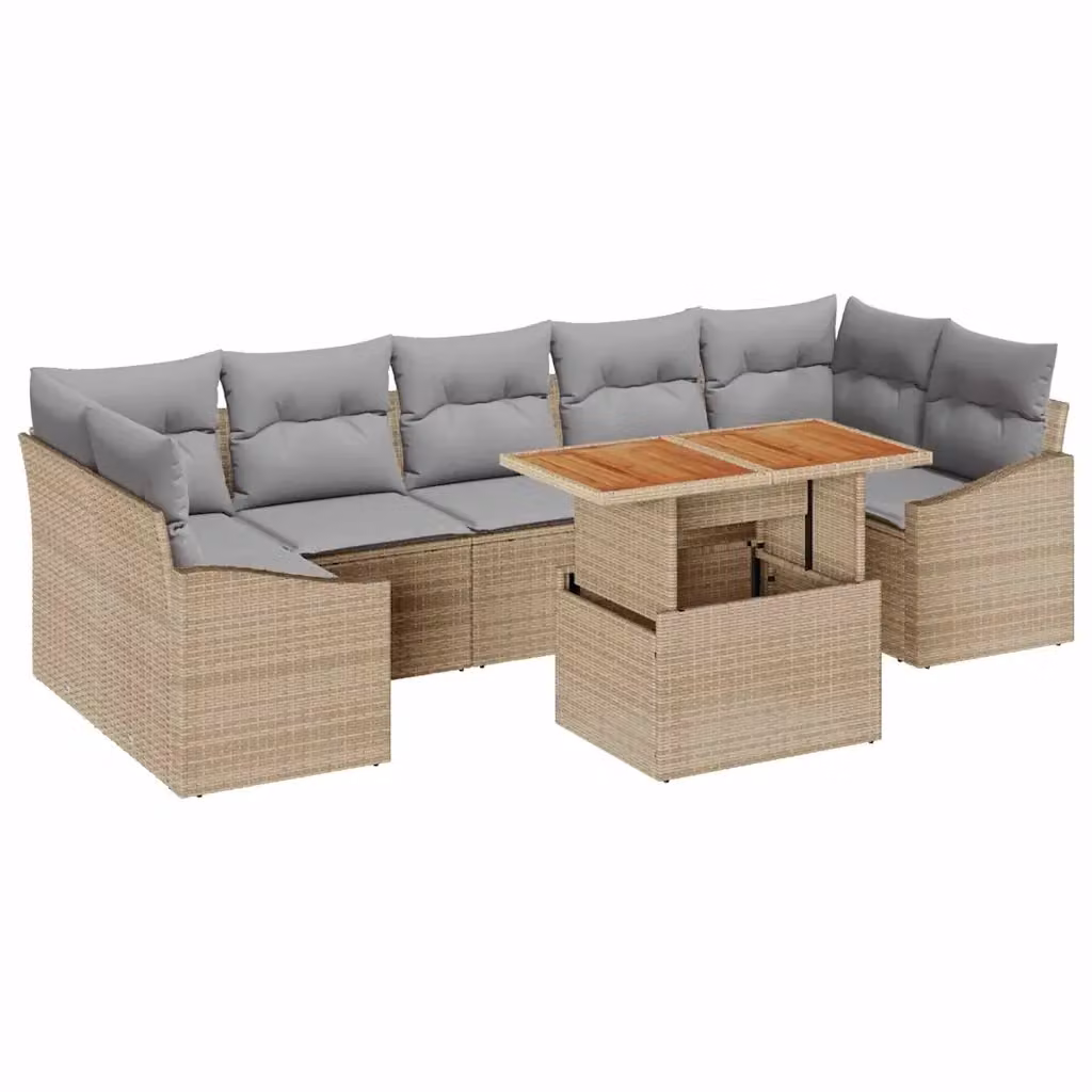 vidaXL Set Divano da Giardino 8 pz con Cuscini Beige e Grigio – 2