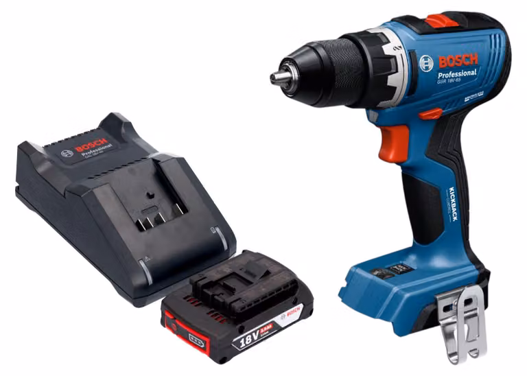 Bosch GSR 18V-65 Trapano avvitatore professionale a batteria 18 V 63 Nm brushless + 1x batteria ricaricabile 2,0 Ah + caricabatterie