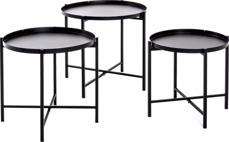 Set di 3 tavolini HAKU - Metallo, L/A/P: 39/43/48 x 37/40/43 x 39/43/48 cm