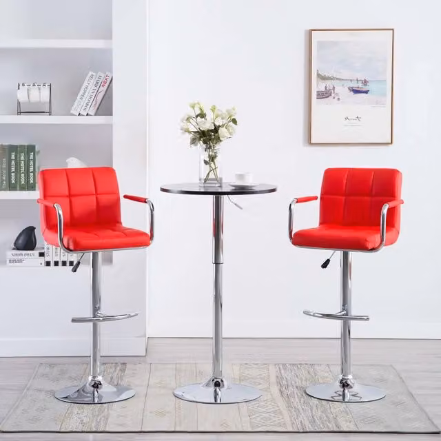 Set di 2 sgabelli da bar moderni vidaXL in similpelle rossa con struttura in metallo