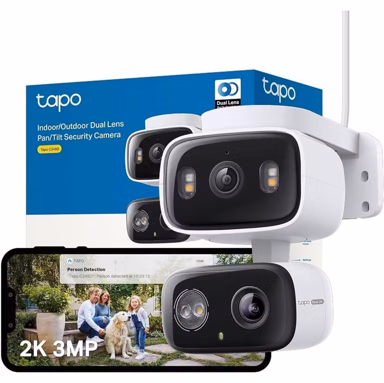 Telecamera di sorveglianza WiFi - Doppio obiettivo 2K - Esterno - Angolo 125° e teleobiettivo 6 mm - Tracciamento automatico