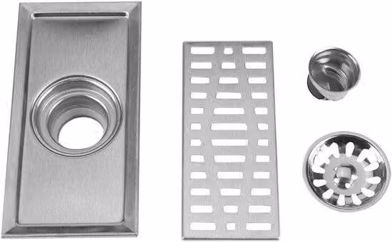Scarico per vasca - Scarico per vasca in acciaio rinforzato, 20x10 cm, resistente alla corrosione, scarico a getto per bagno e cucina