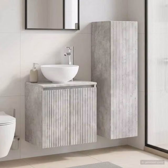 Set di mobili per il bagno 2 pz Grigio Cemento 3406116